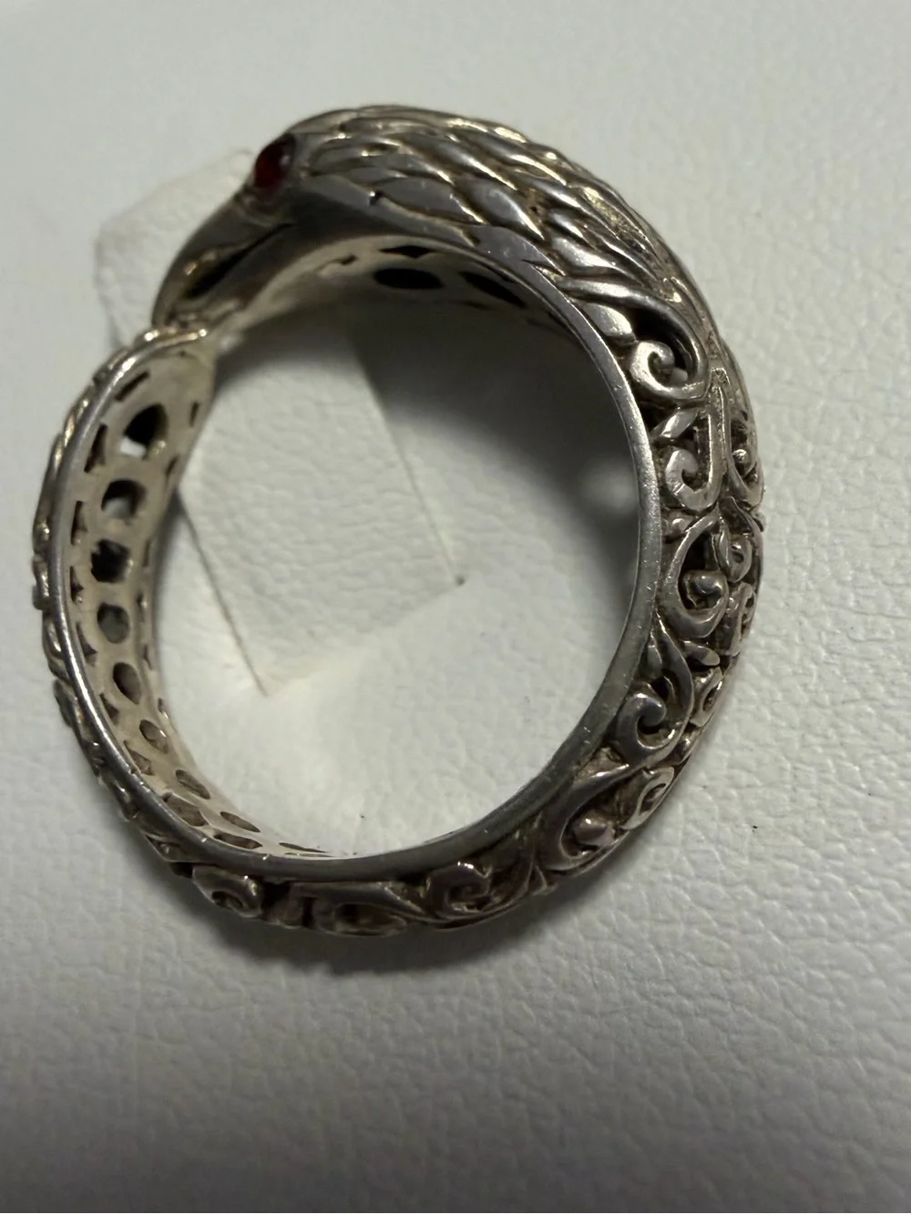 Unisex Bali Style Sterling Silver Garnet Eagle Ring Size 8